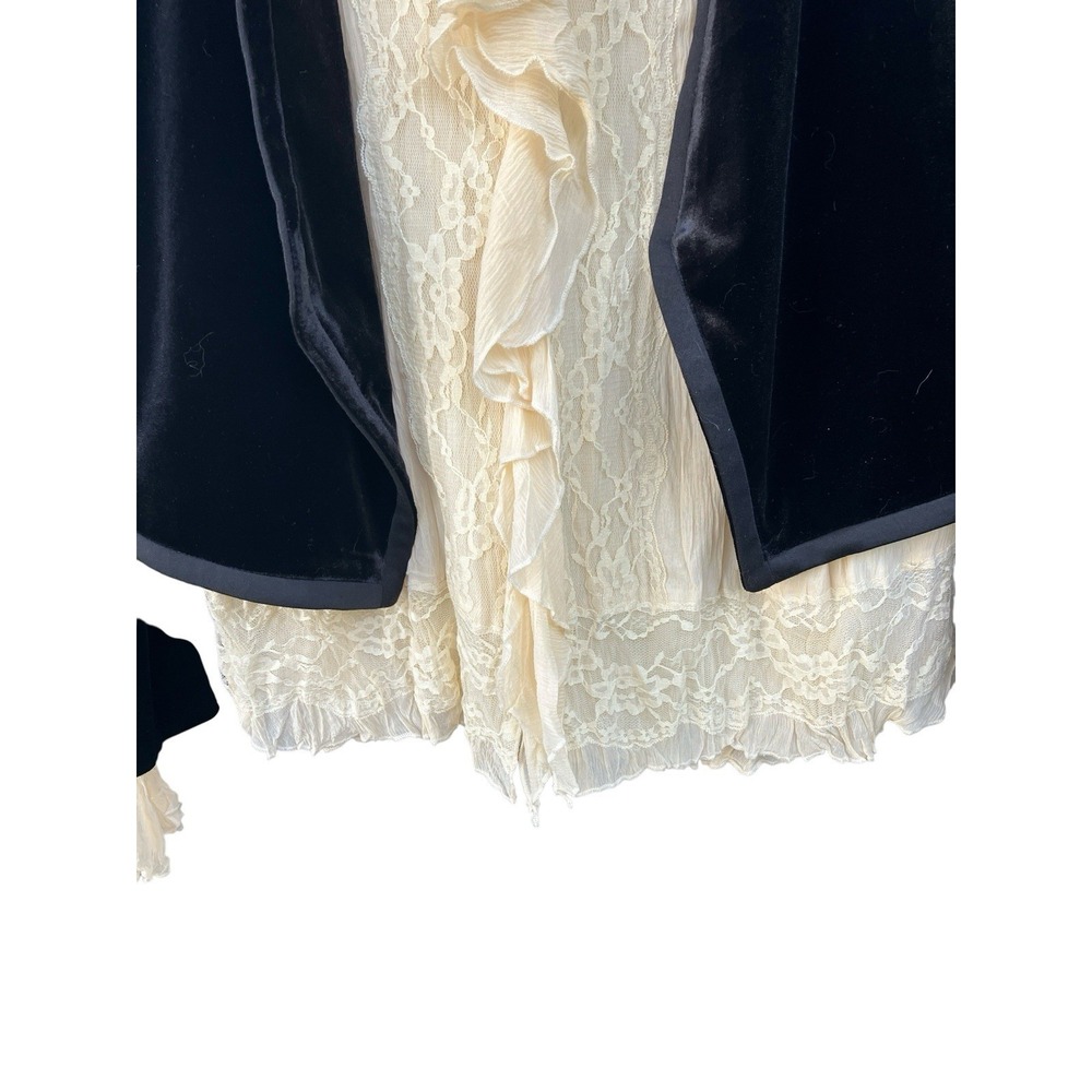 Y2K Isabella Rodriguez Silk Ruffle Poet Blouse Ivory Lace Plus 18/20 - Picture 3 of 11
